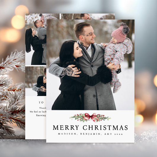 Elegant Christmas Photo Collage Simple Feestdagenkaart