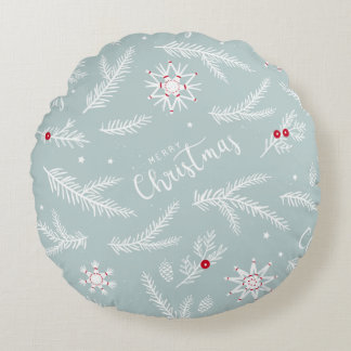 Elegant Christmas Pillow with Pine & Script Rond Kussen