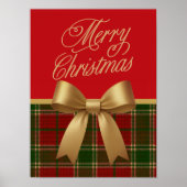 Elegant Christmas Plaid Collection with Gold Bow Poster (Voorkant)