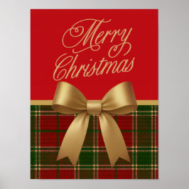 Elegant Christmas Plaid Collection with Gold Bow Poster