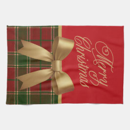 Elegant Christmas Plaid Collection with Gold Bow Theedoek