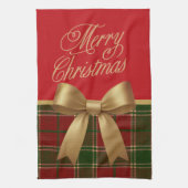 Elegant Christmas Plaid Collection with Gold Bow Theedoek (Verticaal)