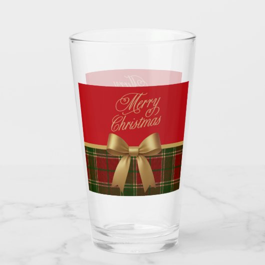 Elegant Christmas Plaid Glass Cup Glas (Achterkant)