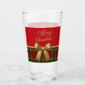 Elegant Christmas Plaid Glass Cup Glas (Voorkant)