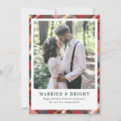 Elegant Christmas Plaid Married and Bright Photo Feestdagenkaart (Voorkant)