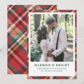 Elegant Christmas Plaid Married and Bright Photo Feestdagenkaart (Voorkant / Achterkant)