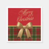 Elegant Christmas Plaid Napkin with Gold Bow Servet (Voorkant)