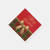 Elegant Christmas Plaid Napkin with Gold Bow Servet (Hoek)