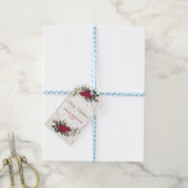 Elegant Christmas Poinsettia Gold Confetti Cadeaulabel (Met Touw)