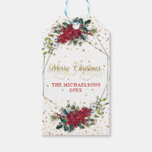 Elegant Christmas Poinsettia Gold Confetti Cadeaulabel (Voorkant)
