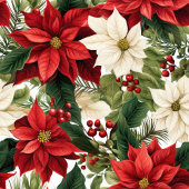 Elegant Christmas Red and White Poinsettia Fleece Deken