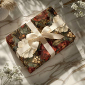 Elegant Christmas Red and Winter White Floral Cadeaupapier