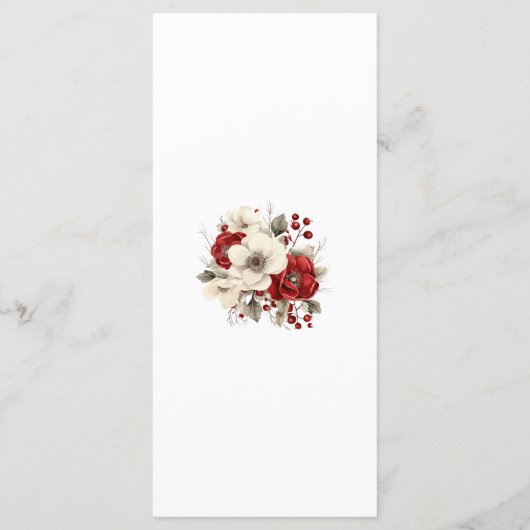 Elegant Christmas Red Damask Border Menu (Achterkant)