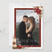 Elegant Christmas Red Damask Floral Bedankkaart (Voorkant)