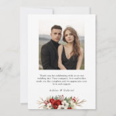 Elegant Christmas Red Damask Floral Bedankkaart (Achterkant)