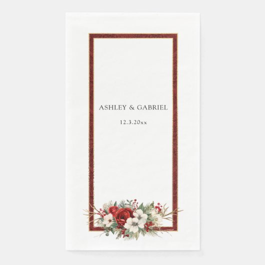 Elegant Christmas Red Damask Floral Servet (Voorkant)