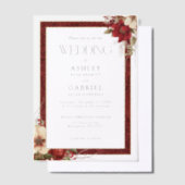 Elegant Christmas Red Damask Floral Vellum Uitnodigingen (Offset)
