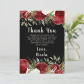 Elegant Christmas Red Flowers Birthday Party Bedankkaart (Staand voorkant)