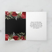 Elegant Christmas Red Flowers Birthday Party  Kaart (Binnen)