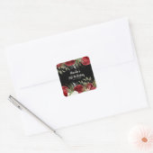 Elegant Christmas Red Flowers Birthday Party Vierkante Sticker (Envelop)