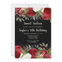Elegant Christmas Red Flowers Sweet Sixteen
