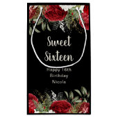 Elegant Christmas Red Flowers Sweet Sixteen Klein Cadeauzakje (Achterkant)