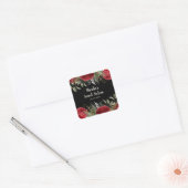 Elegant Christmas Red Flowers Sweet Sixteen Vierkante Sticker (Envelop)