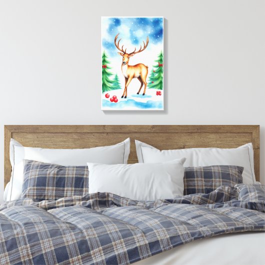 Elegant Christmas Reindeer  Canvas Afdruk (Insitu (Slaapkamer))