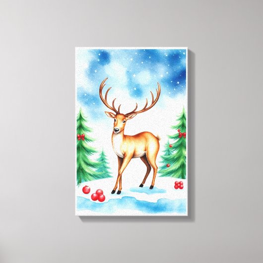 Elegant Christmas Reindeer Canvas Afdruk (Voorkant)