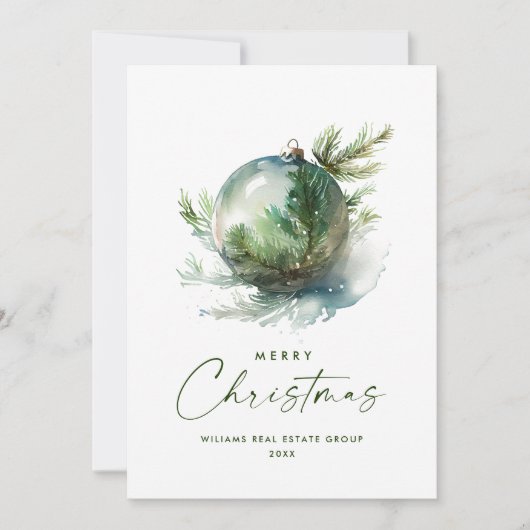 Elegant Christmas Sage Green Ornament Company Feestdagenkaart (Voorkant)