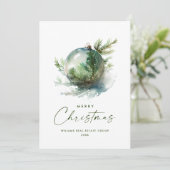 Elegant Christmas Sage Green Ornament Company Feestdagenkaart (Staand voorkant)