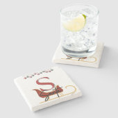 Elegant Christmas Santa Sleigh Marble Onderzetter (Zijkant)