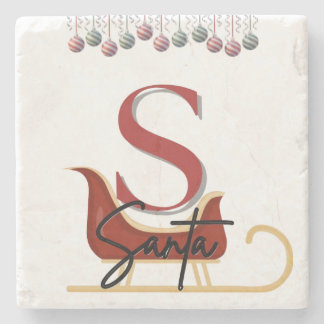 Elegant Christmas Santa Sleigh Marble Onderzetter