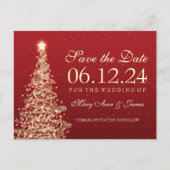 Elegant Christmas Save The Date Red Gold Aankondigingskaart (Voorkant)