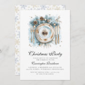 Elegant Christmas Script Dinner/Party Invitation Kaart (Voorkant / Achterkant)