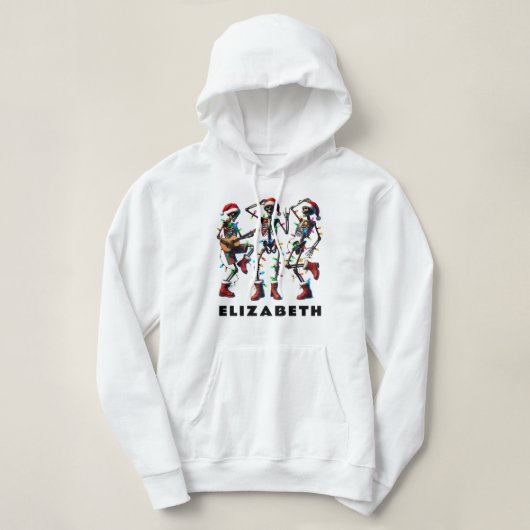 Elegant Christmas Skeleton: Guitar Jam & Dance! Hoodie (Design voorkant)