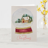 Elegant Christmas Snow Globe Greeting Card Kaart (Gele Bloem)