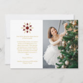 Elegant Christmas Snowflake Red & Gold 2 Photos Feestdagenkaart (Voorkant)
