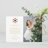 Elegant Christmas Snowflake Red & Gold 2 Photos Feestdagenkaart (Staand voorkant)