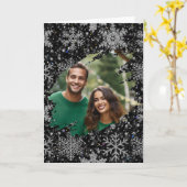 Elegant Christmas snowflakes personalize photo  Kaart (Gele Bloem)