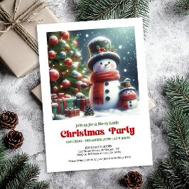 Elegant Christmas snowman invite kids editable Kaart