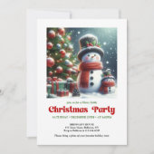Elegant Christmas snowman invite kids editable Kaart (Voorkant)