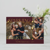 Elegant Christmas Sparkle Photo Collage Christmas Folie Feestdagenkaart (Staand Voorkant)