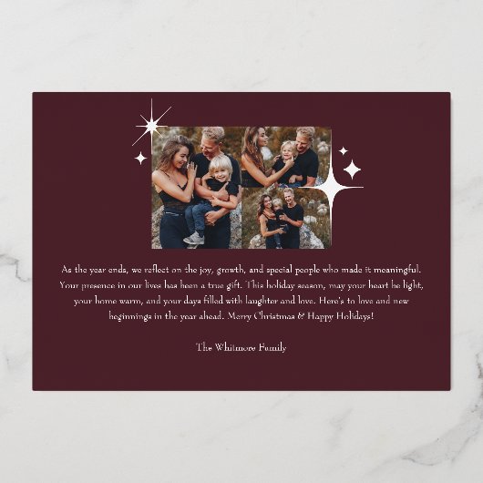 Elegant Christmas Sparkle Photo Collage Christmas Folie Feestdagenkaart (Achterkant)