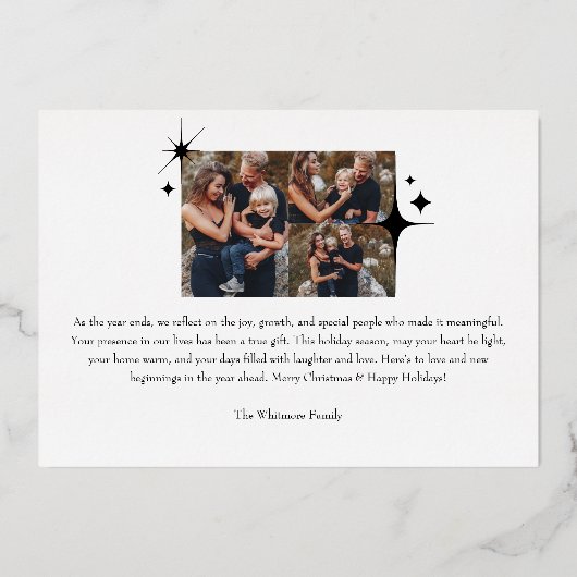 Elegant Christmas Sparkle Photo Collage Christmas Folie Feestdagenkaart (Achterkant)