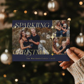 Elegant Christmas Sparkle Photo Collage Christmas Folie Feestdagenkaart