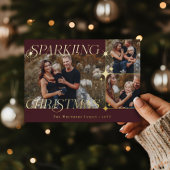Elegant Christmas Sparkle Photo Collage Christmas Folie Feestdagenkaart