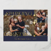 Elegant Christmas Sparkle Photo Collage Christmas Folie Feestdagenkaart (Voorkant)