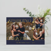 Elegant Christmas Sparkle Photo Collage Christmas Folie Feestdagenkaart (Staand Voorkant)