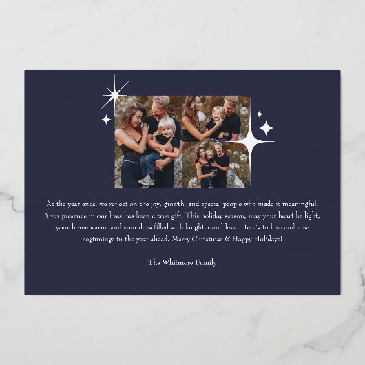 Elegant Christmas Sparkle Photo Collage Christmas Folie Feestdagenkaart (Achterkant)